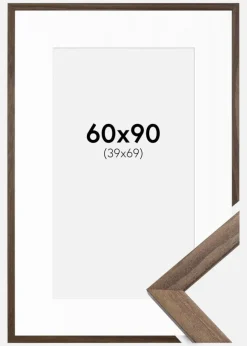 Ramme Stilren Valnød 60x90 cm - Passepartout Hvid 40x70 cm