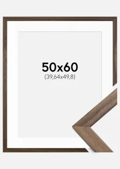 Ramme Stilren Valnød 50x60 cm - Passepartout Hvid 16x20 inches (40,64x50,8 cm)