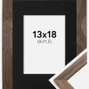 Ramme Stilren Valnød 13x18 cm - Passepartout Sort 9x12 cm