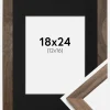 Ramme Stilren Valnød 18x24 cm - Passepartout Sort 13x17 cm