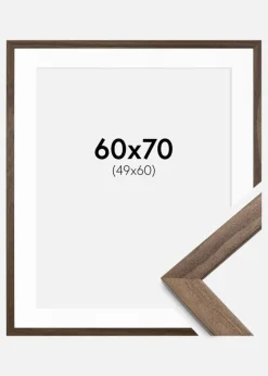 Ramme Stilren Valnød 60x70 cm - Passepartout Hvid 50x61 cm