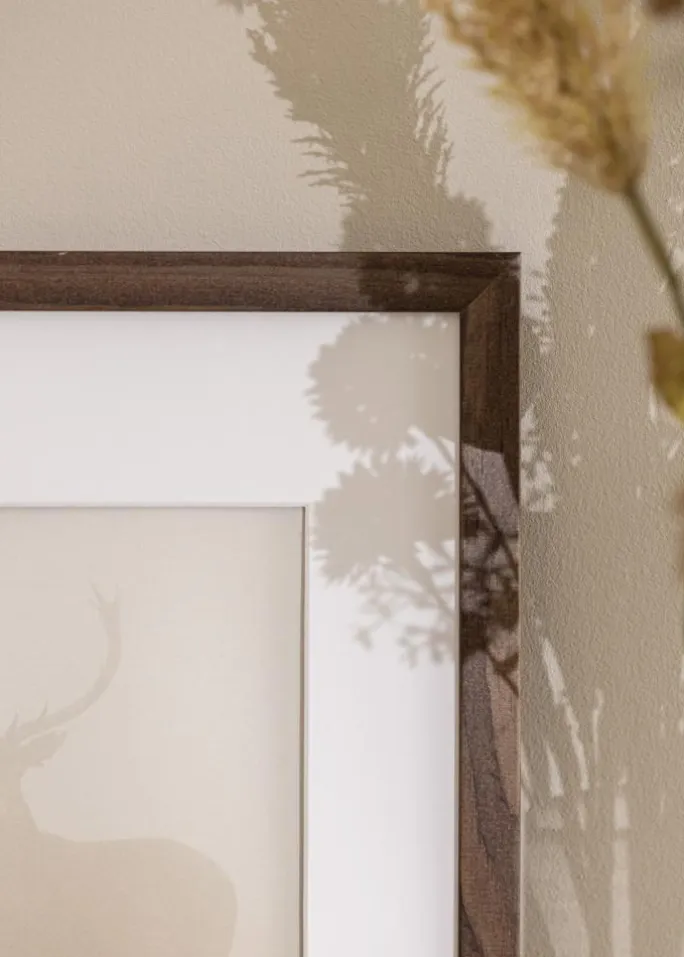 Ramme Stilren Valnød 30x30 cm - Passepartout Hvid 20x20 cm