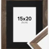Ramme Stilren Valnød 15x20 cm - Passepartout Sort 10x15 cm