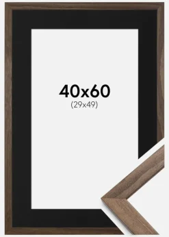 Ramme Stilren Valnød 40x60 cm - Passepartout Sort 30x50 cm