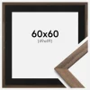 Ramme Stilren Valnød 60x60 cm - Passepartout Sort 50x50 cm