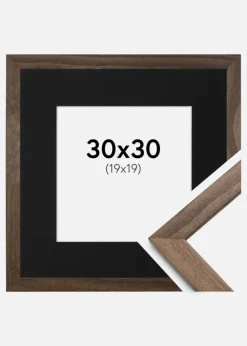 Ramme Stilren Valnød 30x30 cm - Passepartout Sort 20x20 cm