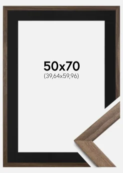 Ramme Stilren Valnød 50x70 cm - Passepartout Sort 16x24 inches (40,64x60,96 cm)