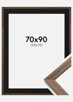Ramme Stilren Valnød 70x90 cm - Passepartout Sort 60x80 cm