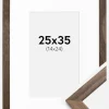 Ramme Stilren Valnød 25x35 cm - Passepartout Hvid 15x25 cm