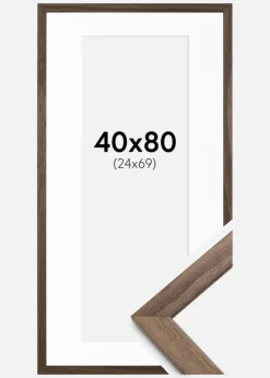 Ramme Stilren Valnød 40x80 cm - Passepartout Hvid 25x70 cm