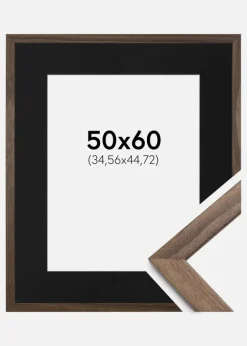 Ramme Stilren Valnød 50x60 cm - Passepartout Sort 14x18 inches (35,56x45,72 cm)