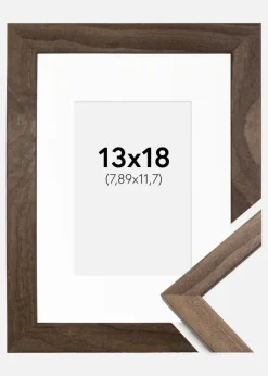 Ramme Stilren Valnød 13x18 cm - Passepartout Hvid 3,5x5 inches (8,89x12,7 cm)