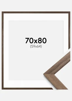 Ramme Stilren Valnød 70x80 cm - Passepartout Hvid 60x65 cm