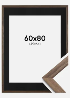 Ramme Stilren Valnød 60x80 cm - Passepartout Sort 50x65 cm