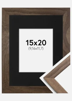 Ramme Stilren Valnød 15x20 cm - Passepartout Sort 4x5 inches (10,16x12,7 cm)