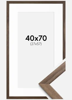 Ramme Stilren Valnød 40x70 cm - Passepartout Hvid 28x58 cm