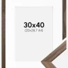 Ramme Stilren Valnød 30x40 cm - Passepartout Hvid 21x29,7 cm (A4)