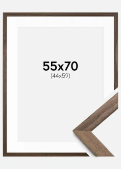 Ramme Stilren Valnød 55x70 cm - Passepartout Hvid 45x60 cm