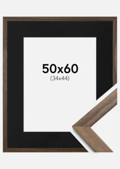Ramme Stilren Valnød 50x60 cm - Passepartout Sort 35x45 cm