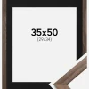 Ramme Stilren Valnød 35x50 cm - Passepartout Sort 30x35 cm