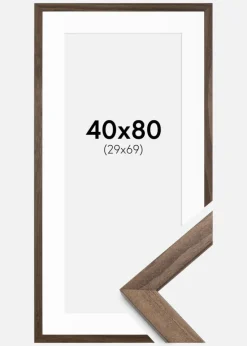 Ramme Stilren Valnød 40x80 cm - Passepartout Hvid 30x70 cm