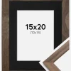 Ramme Stilren Valnød 15x20 cm - Passepartout Sort 11x15 cm