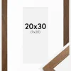 Ramme Stilren varmt Brun 20x30 cm - Passepartout Hvid 10x21 cm