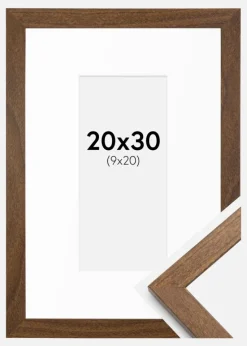 Ramme Stilren varmt Brun 20x30 cm - Passepartout Hvid 10x21 cm