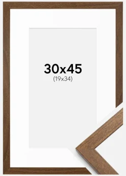 Ramme Stilren varmt Brun 30x45 cm - Passepartout Hvid 20x35 cm