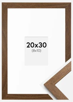 Ramme Stilren varmt Brun 20x30 cm - Passepartout Hvid 9x11 cm