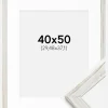 Ramme Stilren Vintage hvid 40x50 cm - Passepartout Hvid 12x15 inches