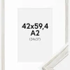 Ramme Stilren Vintage hvid 42x59,4 cm - Passepartout Hvid 25x38 cm