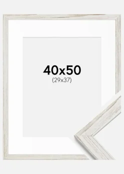 Ramme Stilren Vintage hvid 40x50 cm - Passepartout Hvid 30x38 cm