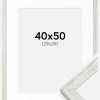 Ramme Stilren Vintage hvid 40x50 cm - Passepartout Hvid 30x40 cm