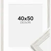 Ramme Stilren Vintage hvid 40x50 cm - Passepartout Hvid 31,5x40 cm