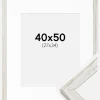 Ramme Stilren Vintage hvid 40x50 cm - Passepartout Hvid 28x35 cm