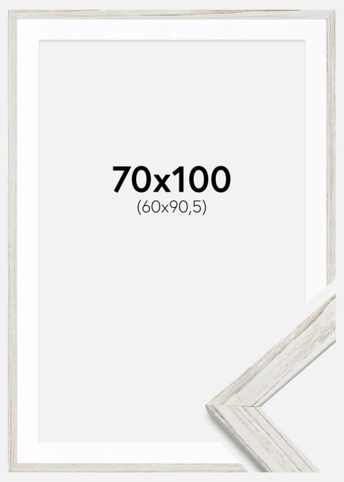 Ramme Stilren Vintage hvid 70x100 cm - Passepartout Hvid 61x91,5 cm