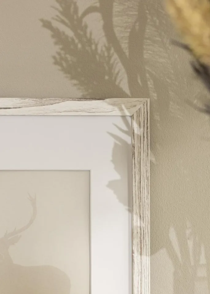 Ramme Stilren Vintage hvid 40x50 cm - Passepartout Hvid 28x38 cm