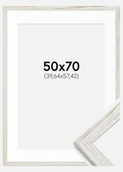 Ramme Stilren Vintage hvid 50x70 cm - Passepartout Hvid 16x23 inches
