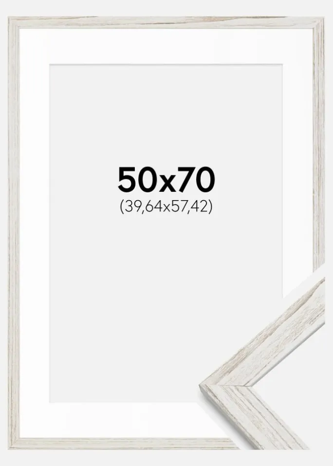 Ramme Stilren Vintage hvid 50x70 cm - Passepartout Hvid 16x23 inches