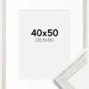 Ramme Stilren Vintage hvid 40x50 cm - Passepartout Hvid 27,5x37 cm