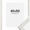 Ramme Stilren Vintage hvid 40x50 cm - Passepartout Hvid 11x15 inches