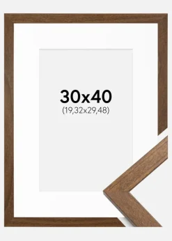 Ramme Stilren Warm Brown 30x40 cm - Passepartout Hvid 8x12 inches