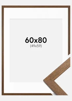 Ramme Stilren Warm Brown 60x80 cm - Passepartout Hvid 50x60 cm