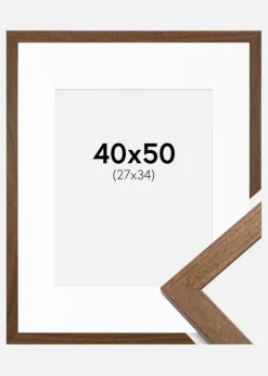 Ramme Stilren Warm Brown 40x50 cm - Passepartout Hvid 28x35 cm