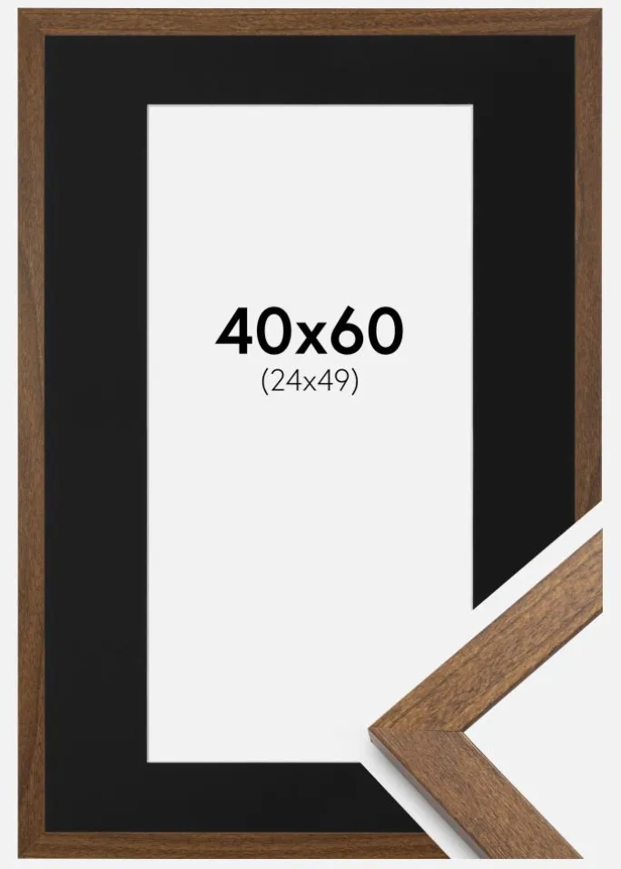 Ramme Stilren Warm Brown 40x60 cm - Passepartout Sort 25x50 cm