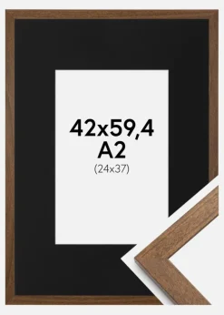 Ramme Stilren Warm Brown 42x59,4 cm (A2) - Passepartout Sort 25x38 cm
