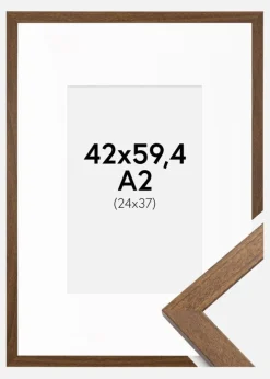Ramme Stilren Warm Brown 42x59,4 cm (A2) - Passepartout Hvid 25x38 cm