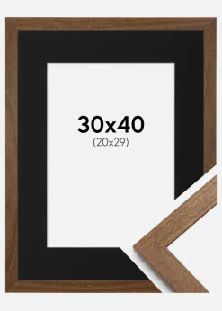 Ramme Stilren Warm Brown 30x40 cm - Passepartout Sort 21x30 cm