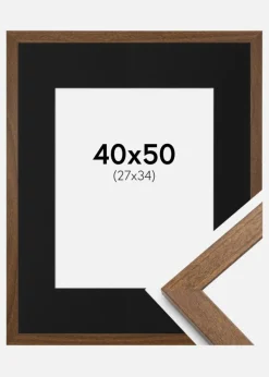 Ramme Stilren Warm Brown 40x50 cm - Passepartout Sort 28x35 cm